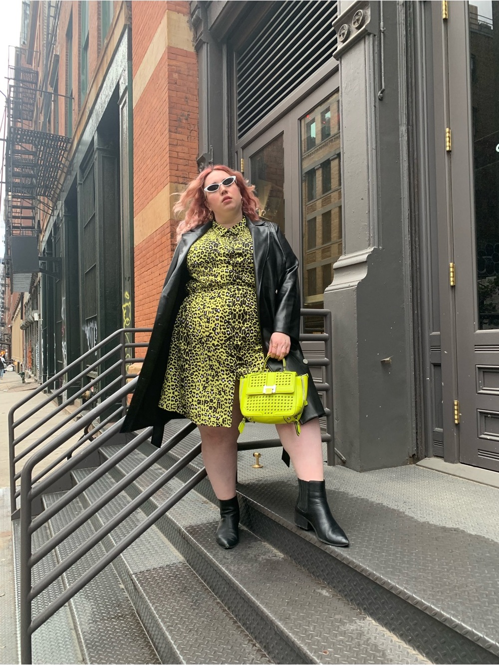 Joy & Ash Plus Size Women’s Neon Animal Print Button Front Shirtdress